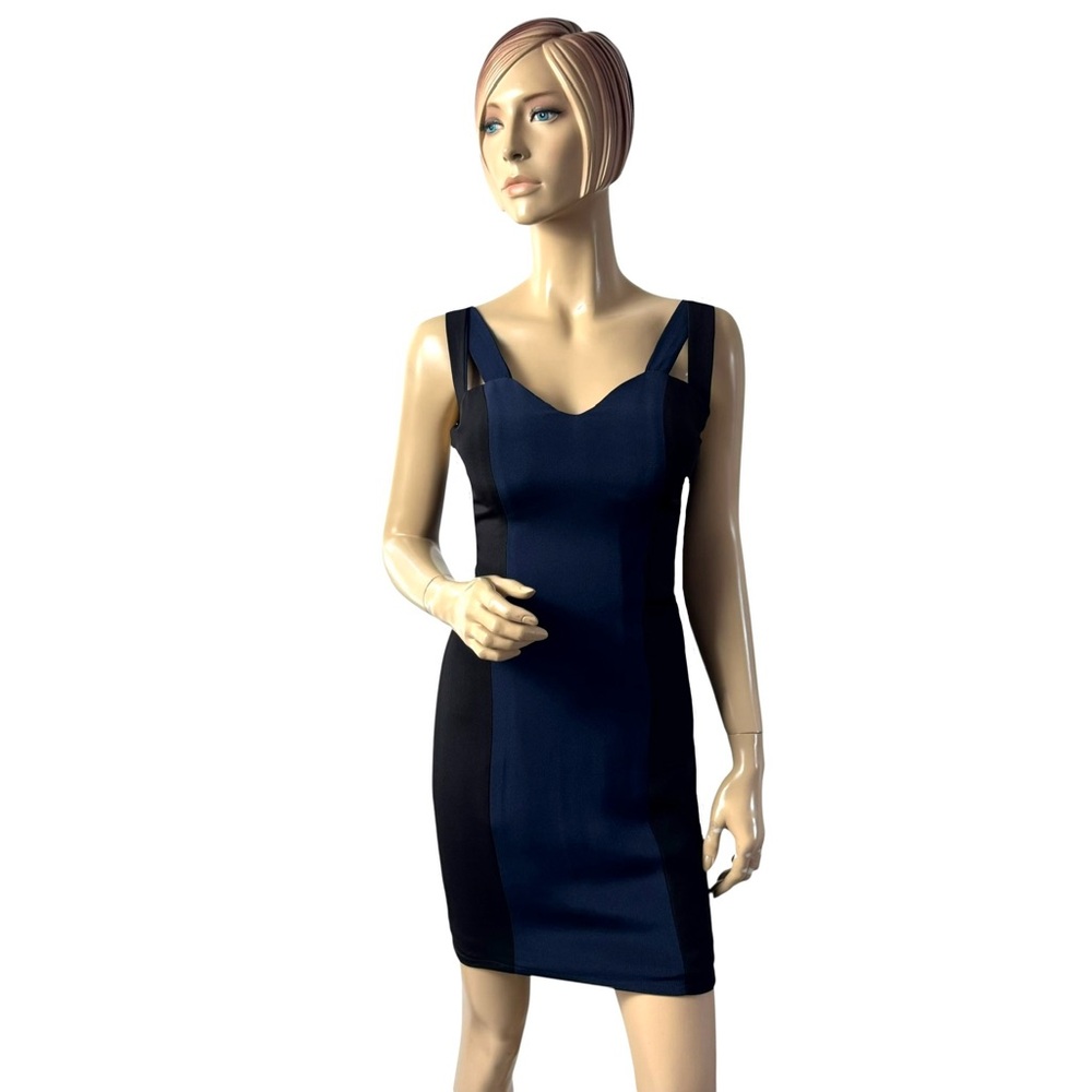 Gregory Ellenburg Custom Navy Black Colorblock Bodycon Cocktail Dress